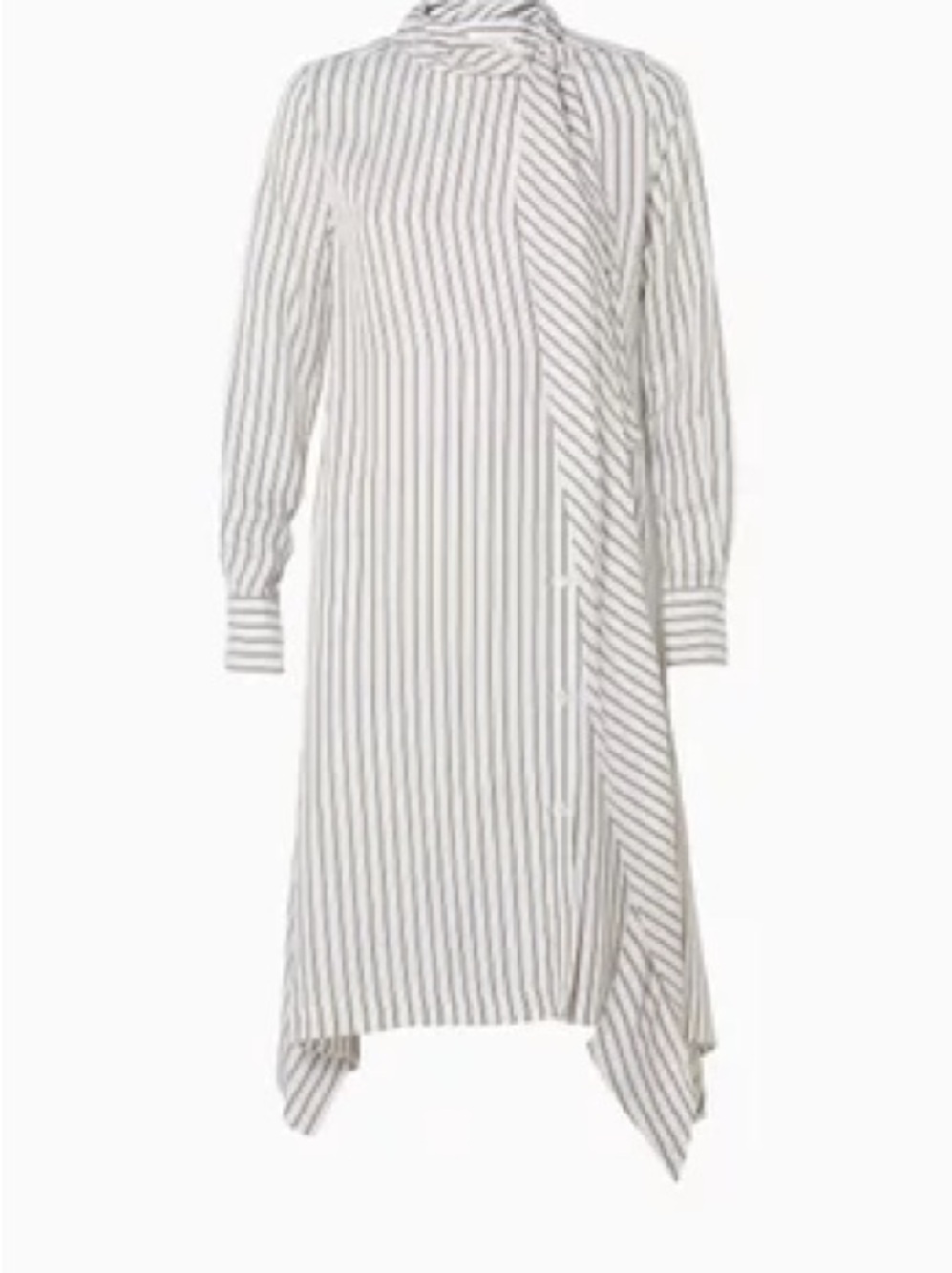 See by Chloe Striped Asymmetric Tie-Neck Dress - size 36